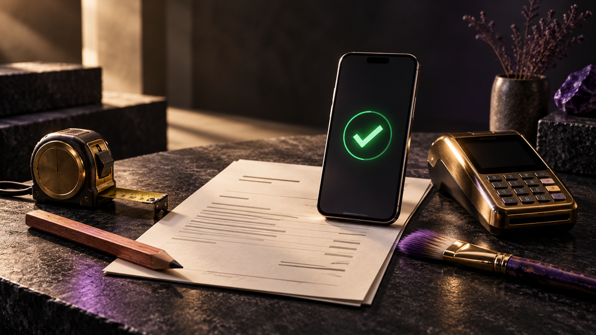 Greenlit online quoting software for tradespeople and small businesses, showing customer quote approval and deposit payment.