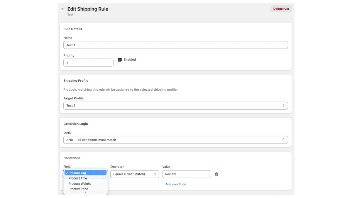 Shipping Profiles Automator